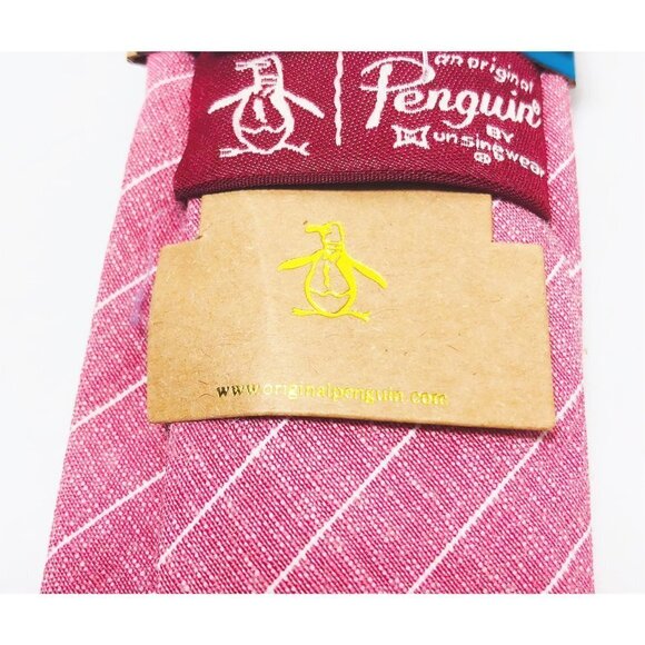 Original Penguin Mens Red Striped Print Colby Classic Tie Workwear New - Picture 4 of 7